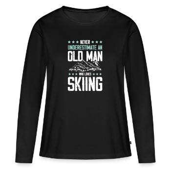 old man skiing - Women's Premium Organic Long Sleeve Shirt - black - Front - Julia (174cm)