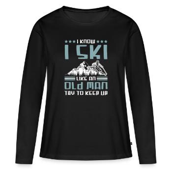 ski old man - Women's Premium Organic Long Sleeve Shirt - black - Front - Julia (174cm)