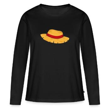 Fermier au chapeau de paille - T-shirt manches longues Premium bio Femme - noir - Devant - Julia (174cm)