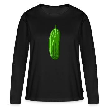 concombre - T-shirt manches longues Premium bio Femme - noir - Devant - Julia (174cm)