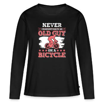 old man cycling - Women's Premium Organic Long Sleeve Shirt - black - Front - Julia (174cm)