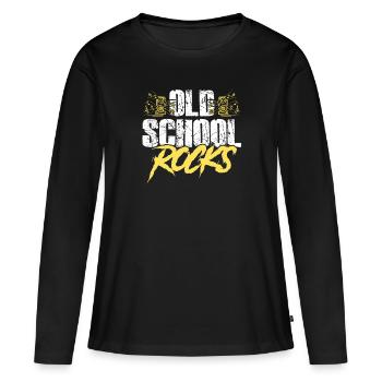 Old school rock - T-shirt manches longues Premium bio Femme - noir - Devant - Julia (174cm)