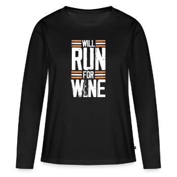 Vin de sport de course - T-shirt manches longues Premium bio Femme - noir - Devant - Julia (174cm)