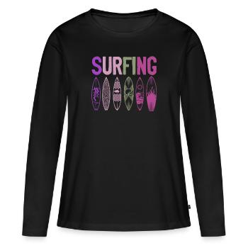 Surf planche de surf - T-shirt manches longues Premium bio Femme - noir - Devant - Julia (174cm)