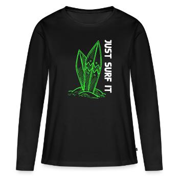 Surf planche de surf - T-shirt manches longues Premium bio Femme - noir - Devant - Julia (174cm)