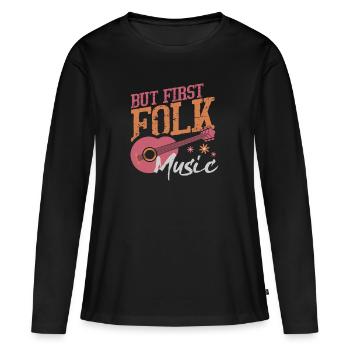 Guitare western musique folk - T-shirt manches longues Premium bio Femme - noir - Devant - Julia (174cm)