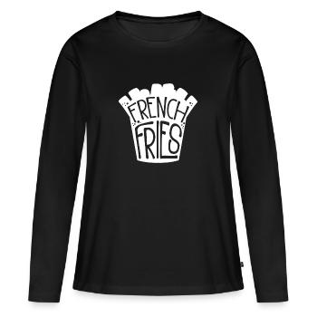 Pommes - Frauen Premium Bio Langarmshirt - Schwarz - Vorne - Julia (174cm)