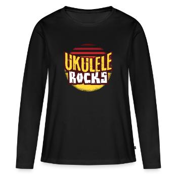 ukulélé - T-shirt manches longues Premium bio Femme - noir - Devant - Julia (174cm)