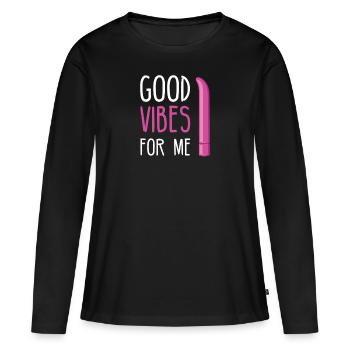 BDSM Bondage Sex Plug Anal Dildo Vibrator Sous - T-shirt manches longues Premium bio Femme - noir - Devant - Julia (174cm)