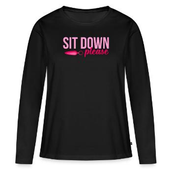 BDSM Bondage Sex Plug Anal Dildo Vibrator Sous - T-shirt manches longues Premium bio Femme - noir - Devant - Julia (174cm)
