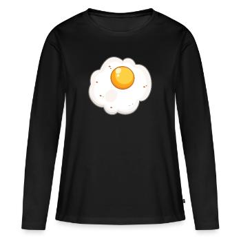 Œufs au plat - T-shirt manches longues Premium bio Femme - noir - Devant - Julia (174cm)