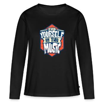 music - Women's Premium Organic Long Sleeve Shirt - black - Front - Julia (174cm)