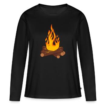 Feu de camp Feu Camping - T-shirt manches longues Premium bio Femme - noir - Devant - Julia (174cm)