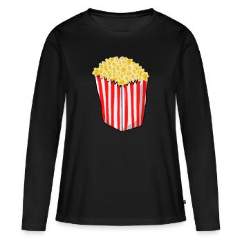 Popcorn - T-shirt manches longues Premium bio Femme - noir - Devant - Julia (174cm)