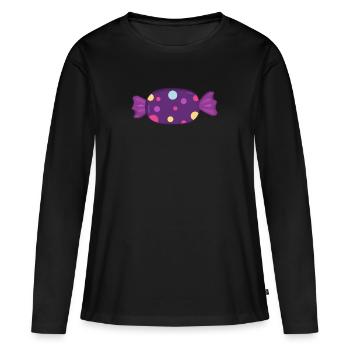Bonbon - T-shirt manches longues Premium bio Femme - noir - Devant - Julia (174cm)