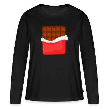 Schokolade - Frauen Premium Bio Langarmshirt - Schwarz - Vorne - Julia (174cm)