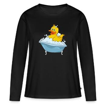 Canard de bain dans une baignoire - T-shirt manches longues Premium bio Femme - noir - Devant - Julia (174cm)