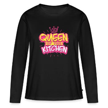 Cuisine femme cuisinière - T-shirt manches longues Premium bio Femme - noir - Devant - Julia (174cm)