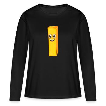 Pommes - Frauen Premium Bio Langarmshirt - Schwarz - Vorne - Julia (174cm)