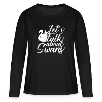 Schwan - Frauen Premium Bio Langarmshirt - Schwarz - Vorne - Julia (174cm)