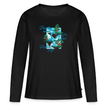 positif Positive Vibes Vie positive Sois - T-shirt manches longues Premium bio Femme - noir - Devant - Julia (174cm)