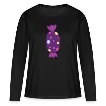 Bonbon - T-shirt manches longues Premium bio Femme - noir - Devant - Julia (174cm)