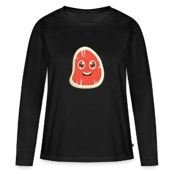 Steak - T-shirt manches longues Premium bio Femme - noir - Devant - Julia (174cm)