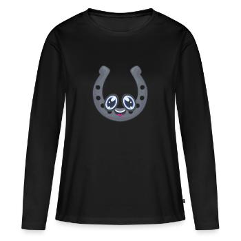 Fer à cheval - T-shirt manches longues Premium bio Femme - noir - Devant - Julia (174cm)