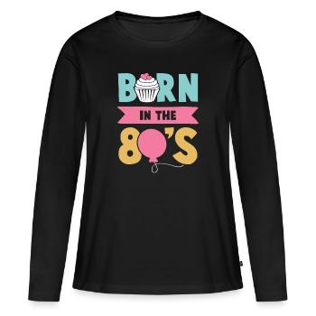 80 eighties - Women's Premium Organic Long Sleeve Shirt - black - Front - Julia (174cm)