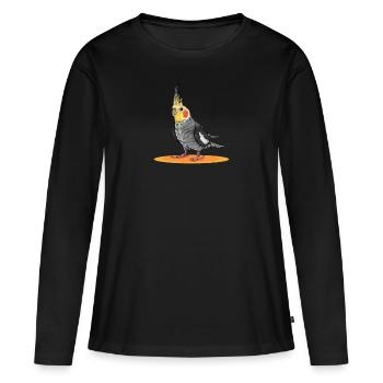 Nymph Parakeet House Bird Pet for Bird Keeper - Women's Premium Organic Long Sleeve Shirt - black - Front - Julia (174cm)