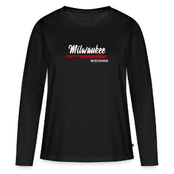 Milwaukee Wisconsin - T-shirt manches longues Premium bio Femme - noir - Devant - Julia (174cm)