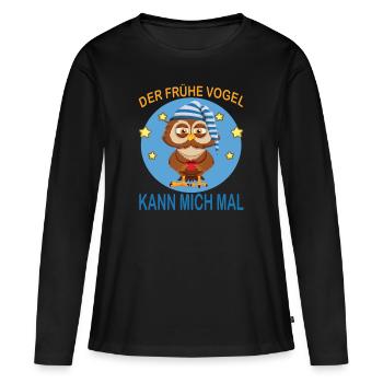 Oiseau précoce peut me faire une fois hibou café muffins matinaux - T-shirt manches longues Premium bio Femme - noir - Devant - Julia (174cm)