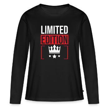 Limited Edition - T-shirt manches longues Premium bio Femme - noir - Devant - Julia (174cm)