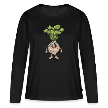 Sellerie - T-shirt manches longues Premium bio Femme - noir - Devant - Julia (174cm)