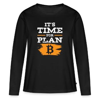 bitcoin plan - T-shirt manches longues Premium bio Femme - noir - Devant - Julia (174cm)