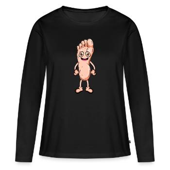 Fuß - Frauen Premium Bio Langarmshirt - Schwarz - Vorne - Julia (174cm)