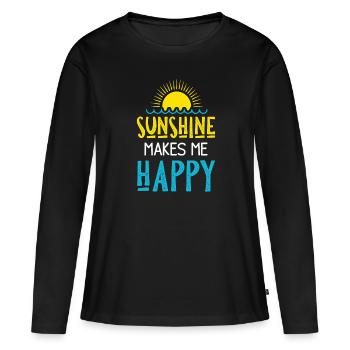 soleil soleil happy - T-shirt manches longues Premium bio Femme - noir - Devant - Julia (174cm)