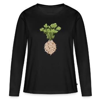 Céleri - T-shirt manches longues Premium bio Femme - noir - Devant - Julia (174cm)