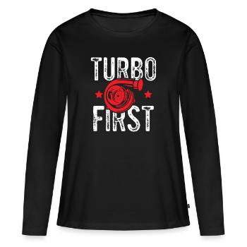 turbo tuning - T-shirt manches longues Premium bio Femme - noir - Devant - Julia (174cm)