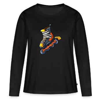 Inliner - Frauen Premium Bio Langarmshirt - Schwarz - Vorne - Julia (174cm)