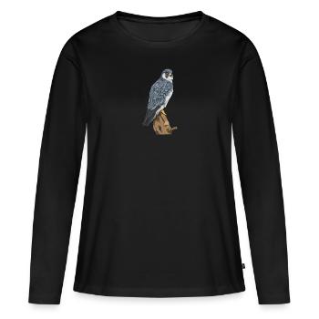 Faucon pèlerin I faucon faucon chasse au croquant motif pour - T-shirt manches longues Premium bio Femme - noir - Devant - Julia (174cm)