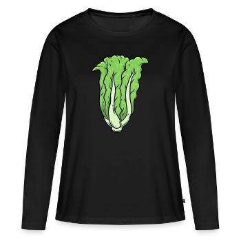 Chou Légumes - T-shirt manches longues Premium bio Femme - noir - Devant - Julia (174cm)