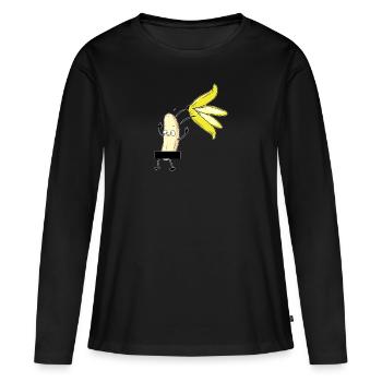 Striptease Banane I FKK Zensurbalken für Stripper - Frauen Premium Bio Langarmshirt - Schwarz - Vorne - Julia (174cm)