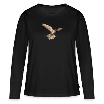 Fauconnier de la tour I de l’oiseau de proie chasse au croquant motif pour fauconnier - T-shirt manches longues Premium bio Femme - noir - Devant - Julia (174cm)