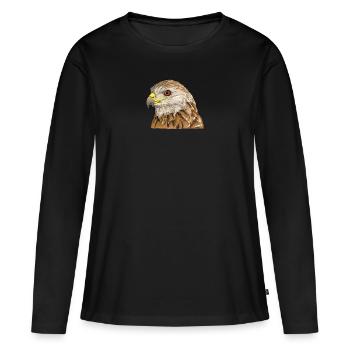 Rotmilan I Greifvogel Chasse au croquant motif pour fauconnier - T-shirt manches longues Premium bio Femme - noir - Devant - Julia (174cm)
