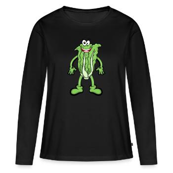 Chinakohl Salat - Frauen Premium Bio Langarmshirt - Schwarz - Vorne - Julia (174cm)
