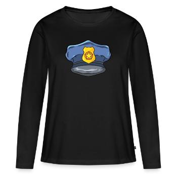 Police de police - T-shirt manches longues Premium bio Femme - noir - Devant - Julia (174cm)