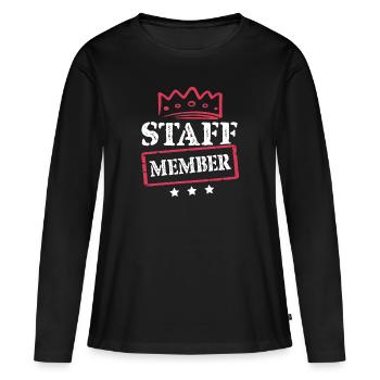 Staff Member - T-shirt manches longues Premium bio Femme - noir - Devant - Julia (174cm)