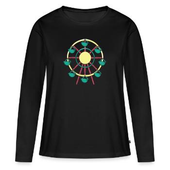 grande roue - T-shirt manches longues Premium bio Femme - noir - Devant - Julia (174cm)