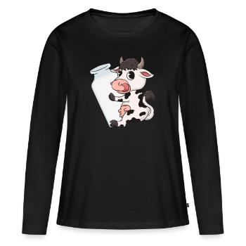 Vache lait - T-shirt manches longues Premium bio Femme - noir - Devant - Julia (174cm)
